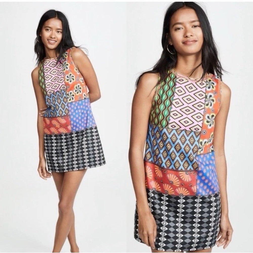 Alice + Olivia x Carla Kranendonk Sz 6 Clyde‎ Patchwork Embroidered Shift Dress